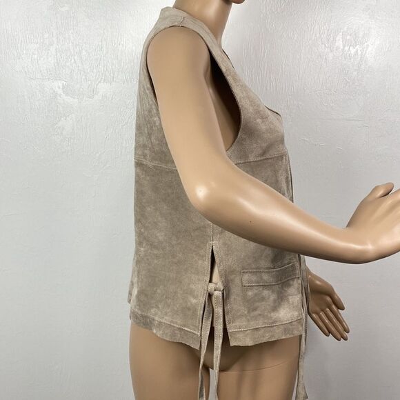 BCBG MaxAzria Brent Sleeveless Faux Suede Rodeo Vest with Tie Front size XXS - Picture 3 of 8